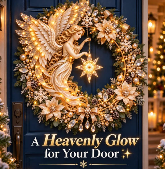 ✨🕊️ Angel Christmas Wreath – Light Up Your Holiday Welcome