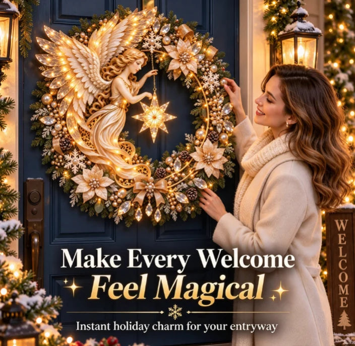 ✨🕊️ Angel Christmas Wreath – Light Up Your Holiday Welcome