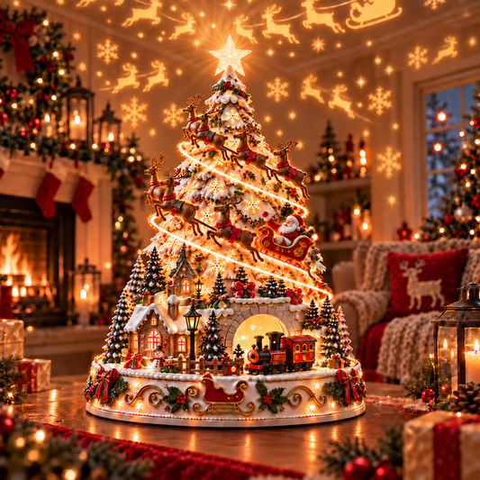 🎄 Christmas Village Projection Tree – A Miniature World That Lights Up Your Room