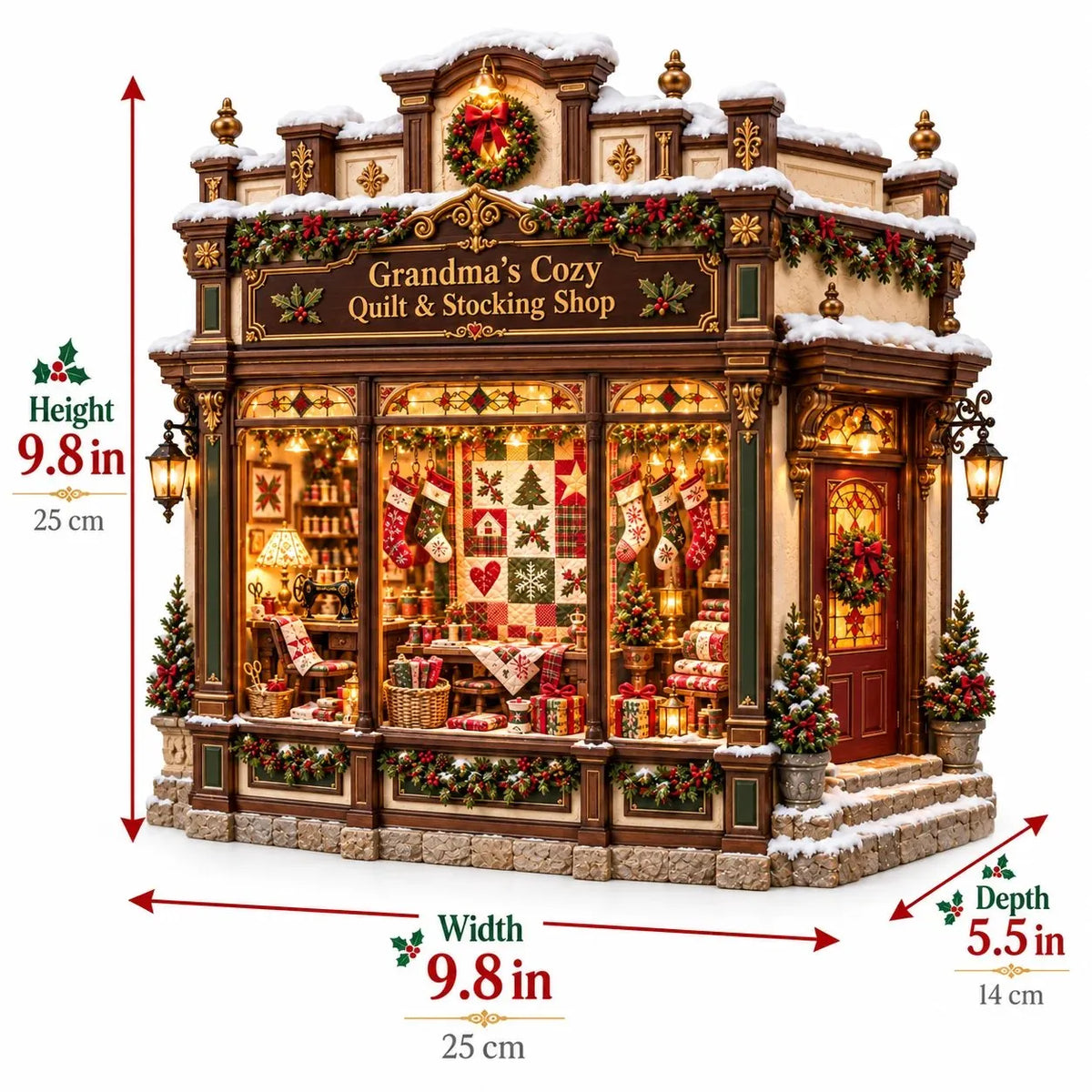 🧵 Cozy Quilt Shop DIY Kit – Light‑Up Christmas Miniature You Build Yourself