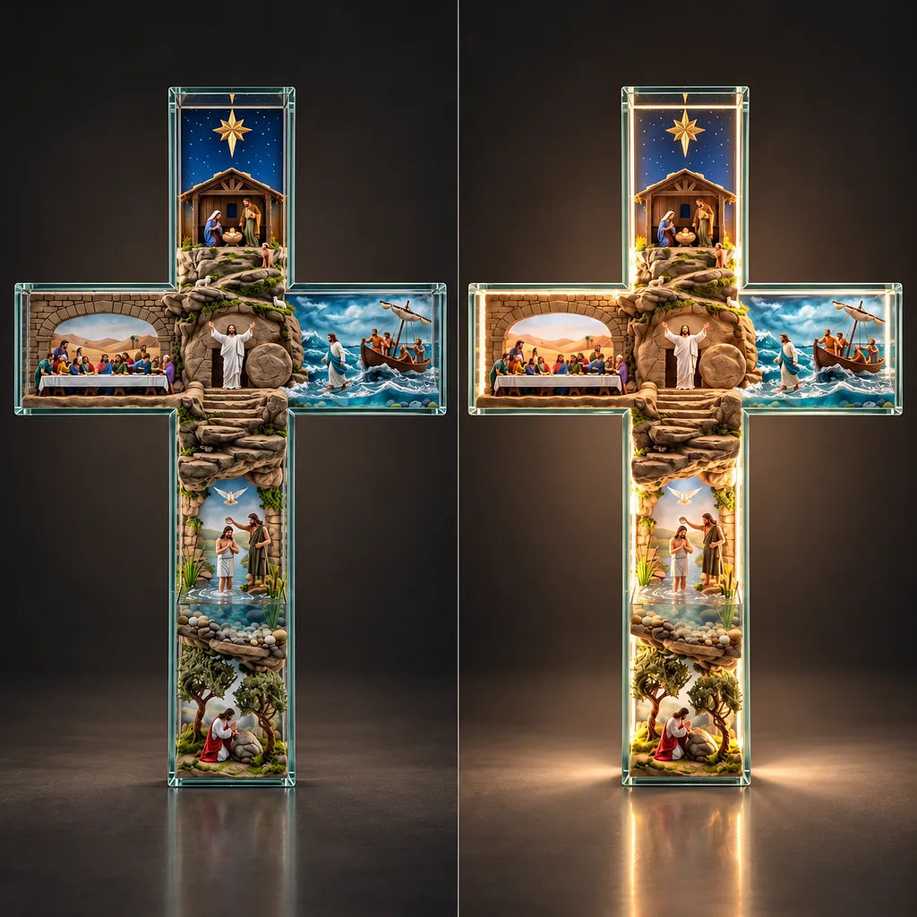 ✝️ Illuminated Story of Jesus Cross – Six Sacred Scenes, One Timeless Story of Faith