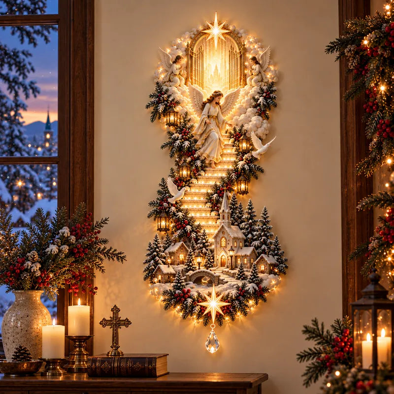 ✨ Jesus Light of Heaven Christmas Wall Hanging – Illuminated Nativity Wall Decor