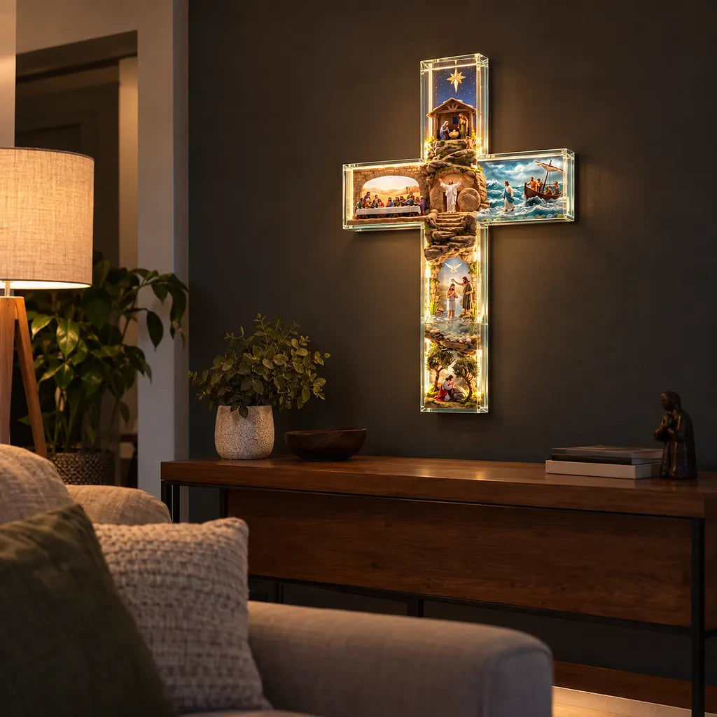✝️ Illuminated Story of Jesus Cross – Six Sacred Scenes, One Timeless Story of Faith