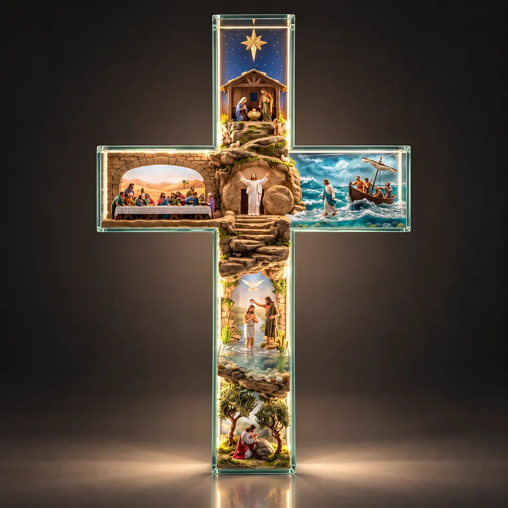 ✝️ Illuminated Story of Jesus Cross – Six Sacred Scenes, One Timeless Story of Faith