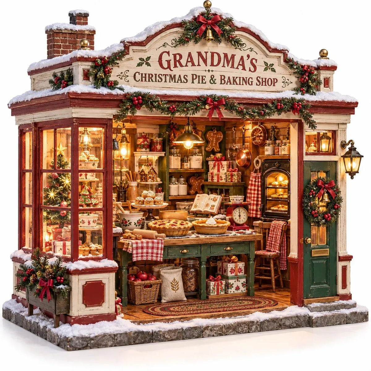 🧵 Cozy Quilt Shop DIY Kit – Light‑Up Christmas Miniature You Build Yourself