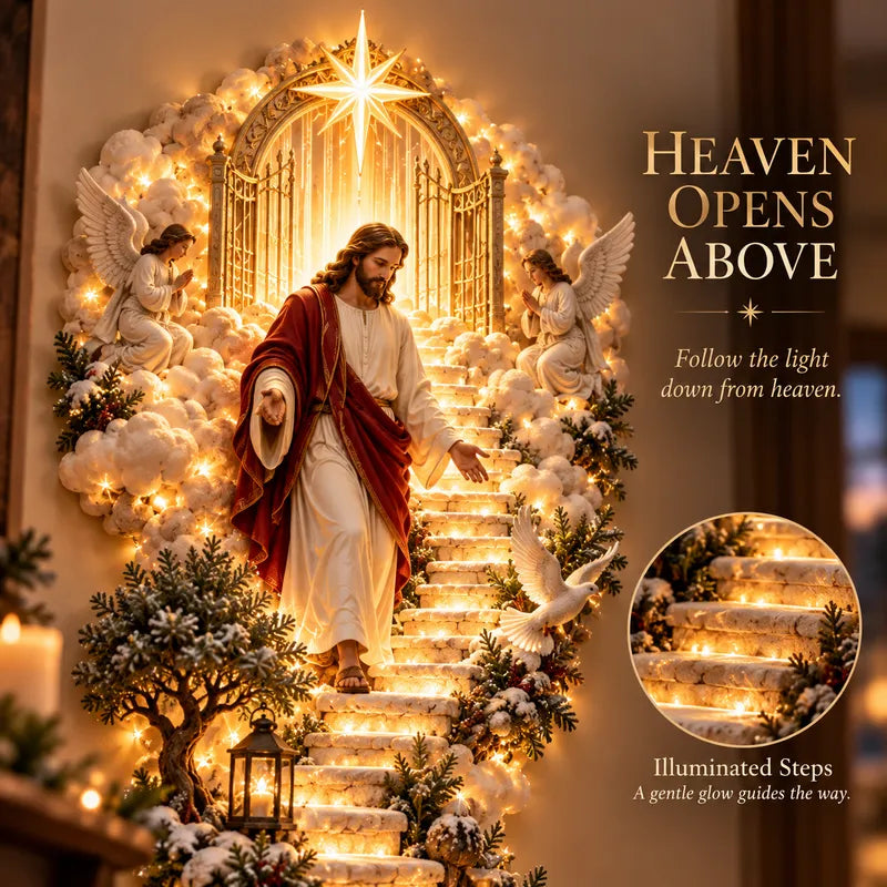 ✨ Jesus Light of Heaven Christmas Wall Hanging – Illuminated Nativity Wall Decor