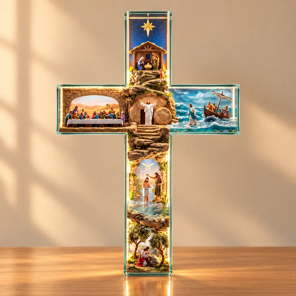 ✝️ Illuminated Story of Jesus Cross – Six Sacred Scenes, One Timeless Story of Faith