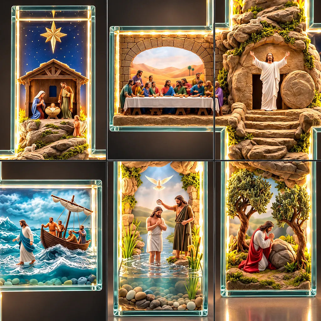 ✝️ Illuminated Story of Jesus Cross – Six Sacred Scenes, One Timeless Story of Faith