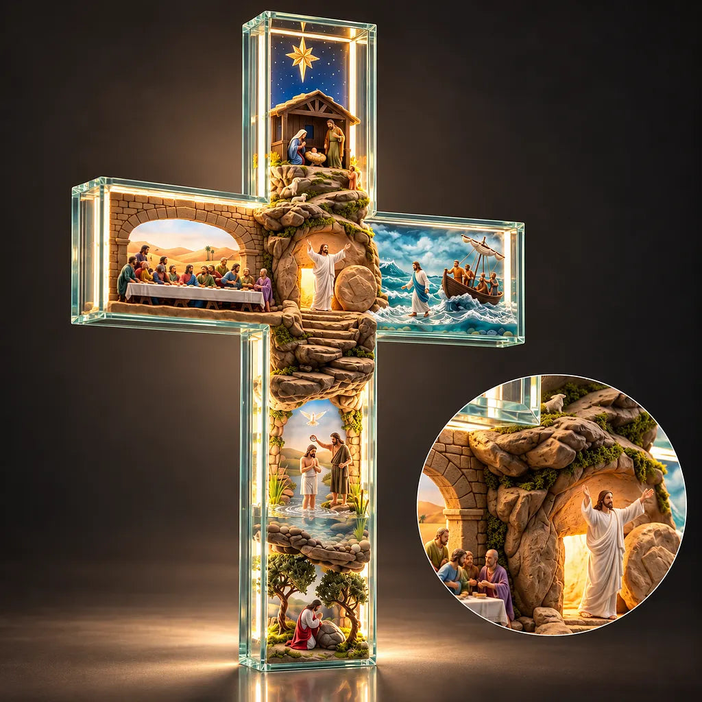 ✝️ Illuminated Story of Jesus Cross – Six Sacred Scenes, One Timeless Story of Faith