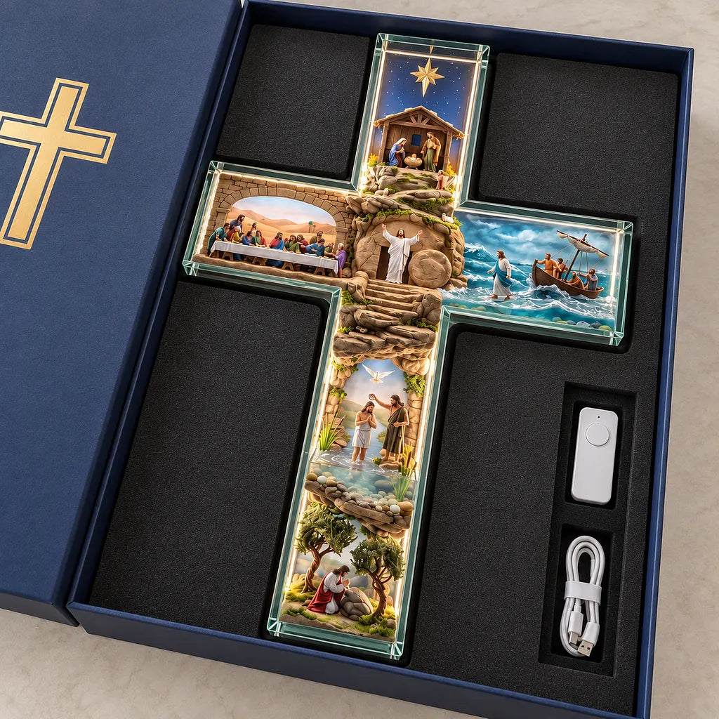 ✝️ Illuminated Story of Jesus Cross – Six Sacred Scenes, One Timeless Story of Faith