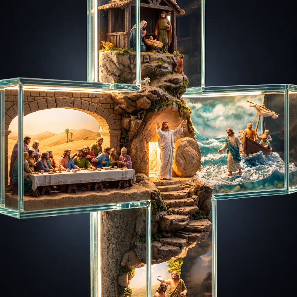 ✝️ Illuminated Story of Jesus Cross – Six Sacred Scenes, One Timeless Story of Faith