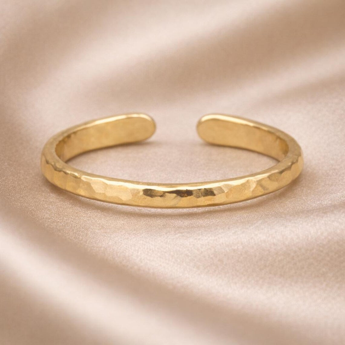 Plated Hammered Adjustable Toe Ring Adjustable Midi Ring Gold Vermeil Jewelry