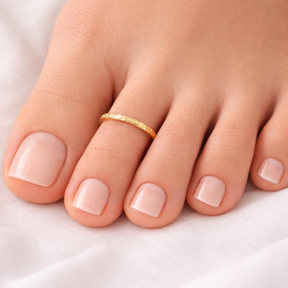 Plated Hammered Adjustable Toe Ring Adjustable Midi Ring Gold Vermeil Jewelry