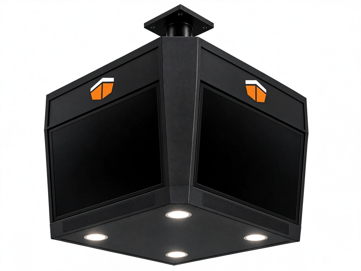 🏟️ 4-Sided Ceiling Sports Display – One Centrepiece. A Better View of Game Day.